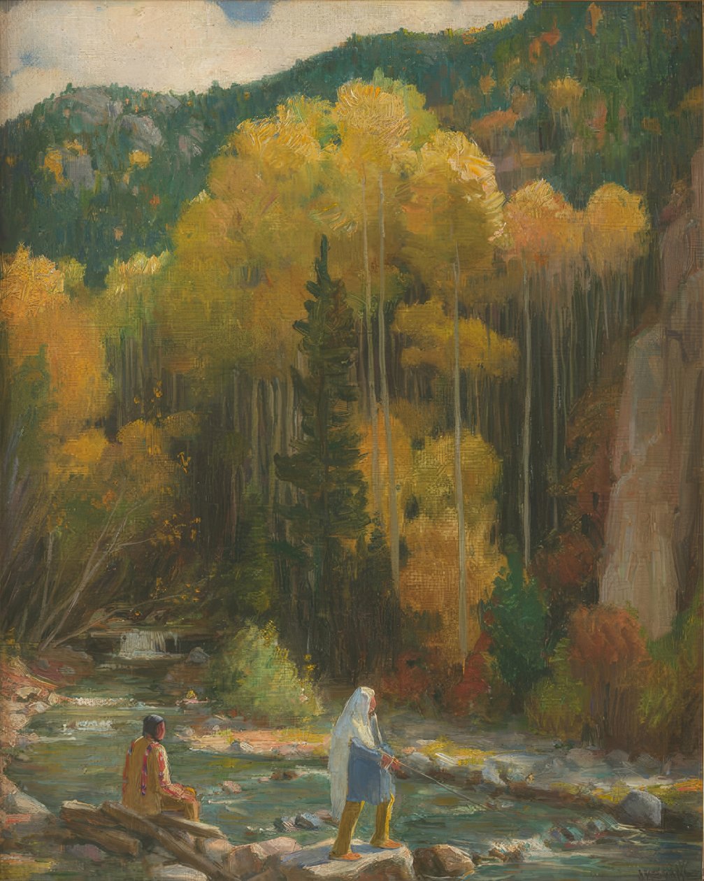 Índios Pesca, Taos Canyon de Joseph Henry Sharp