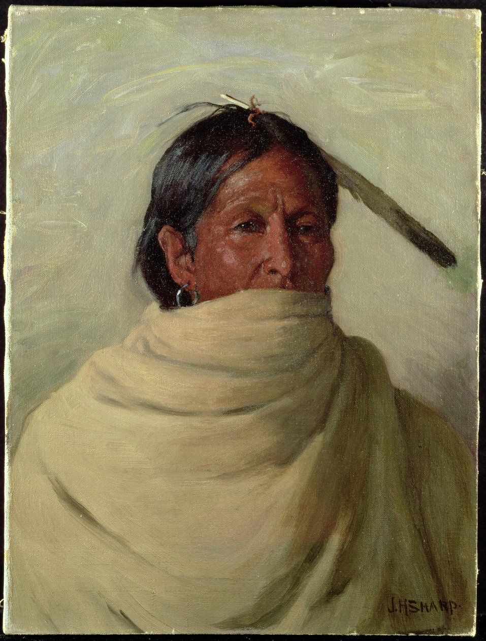Cervo-Taos em pé (óleo sobre tela) de Joseph Henry Sharp