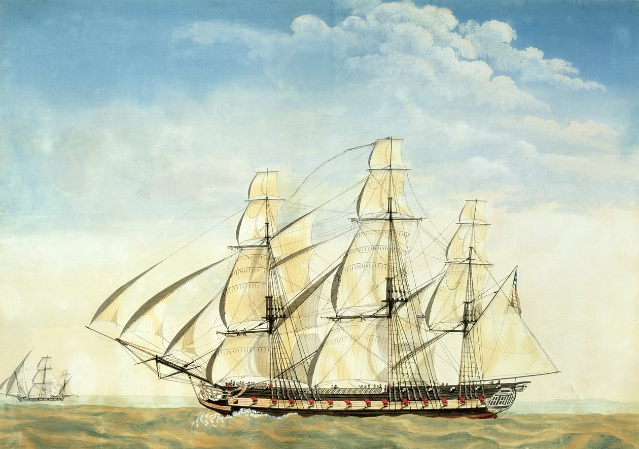 A fragata USS Essex (aguarela sobre papel) de Joseph Howard