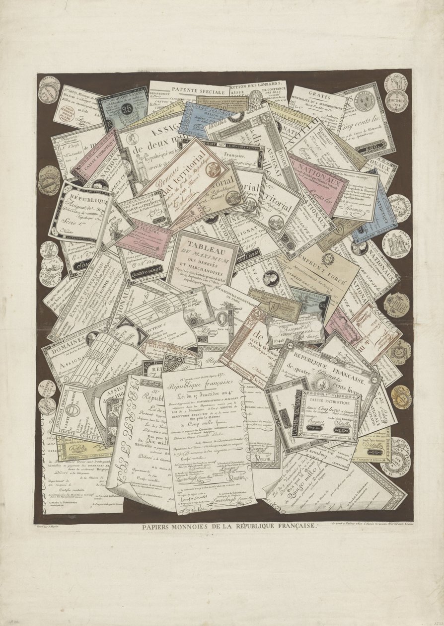 Frans papiergeld
Papiers Monnoies de la République Française (título sobre o objecto) de Joseph Hunin
