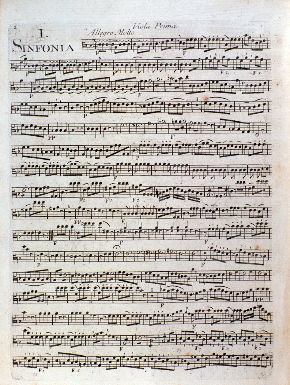 Página da partitura musical da Symphony in ut major de Pleyel de Joseph Ignace Pleyel