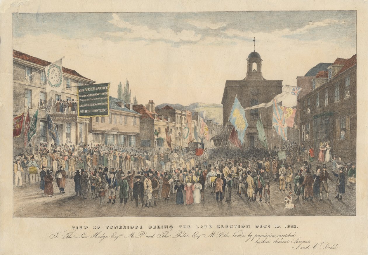Vista de Tonbridge durante as Eleições Tardias, 18 de Dezembro de 1832 de Joseph Josiah Dodd