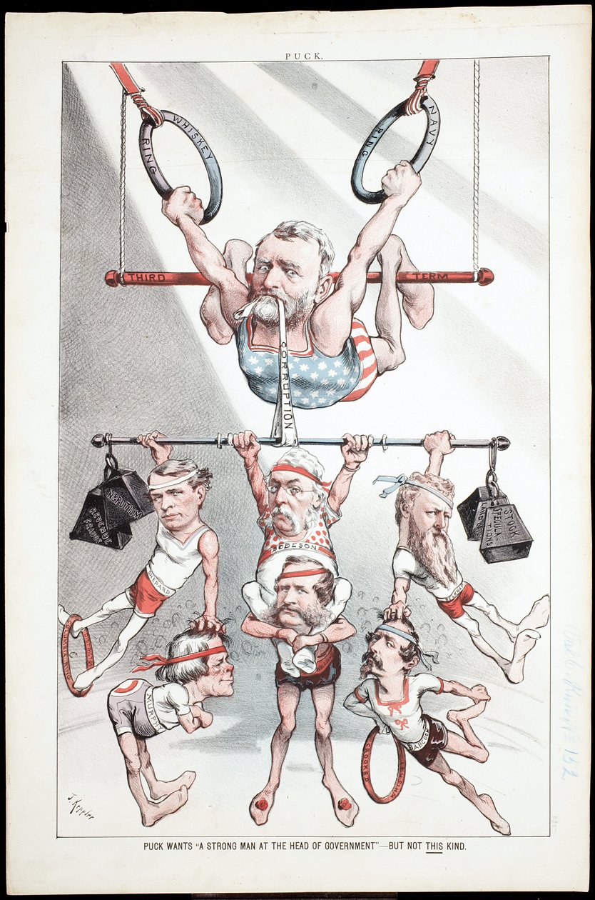 Puck quer "um homem forte à frente do governo" - mas não este tipo, 1880 de Joseph Keppler