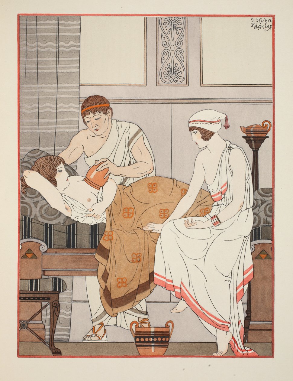 Aplicando uma sucção no peito, ilustração de &39;The Works of Hippocrates&39;, 1934 de Joseph Kuhn Regnier