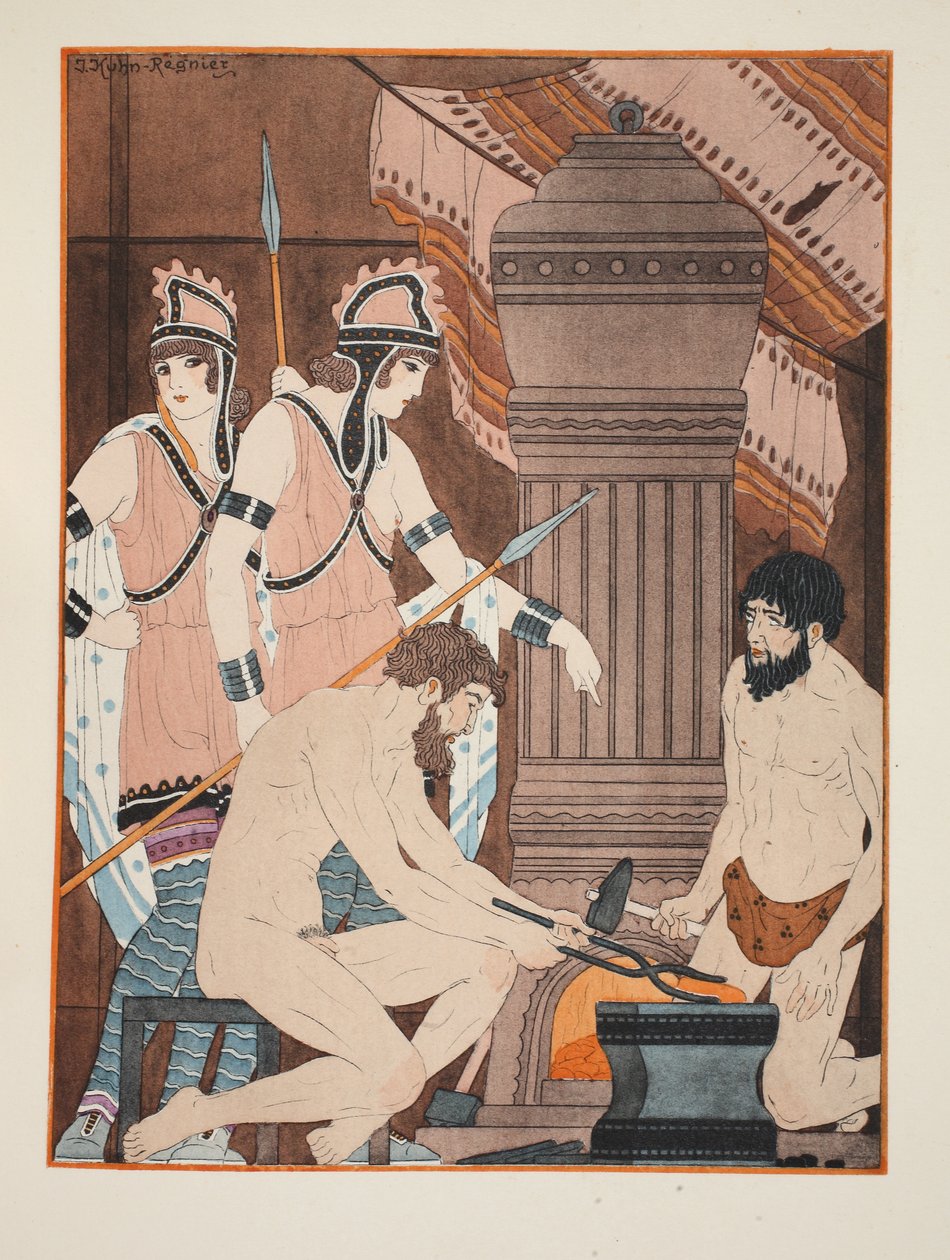 Carvões quentes, ilustração de &39;The Works of Hipócrates&39;, 1934 de Joseph Kuhn Regnier