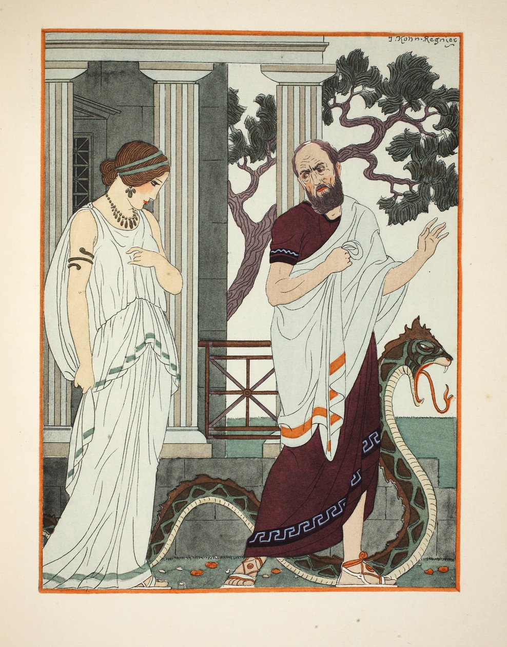 Eu me virei e vi uma linda mulher, ilustração de &39;The Works of Hipócrates&39;, 1934 de Joseph Kuhn Regnier