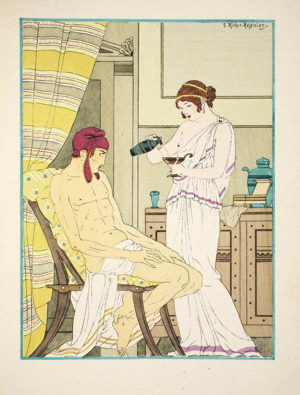 O corpo fica amarelo como uma casca de romã, ilustração de "The Works of Hippocrates", 1934 de Joseph Kuhn Regnier