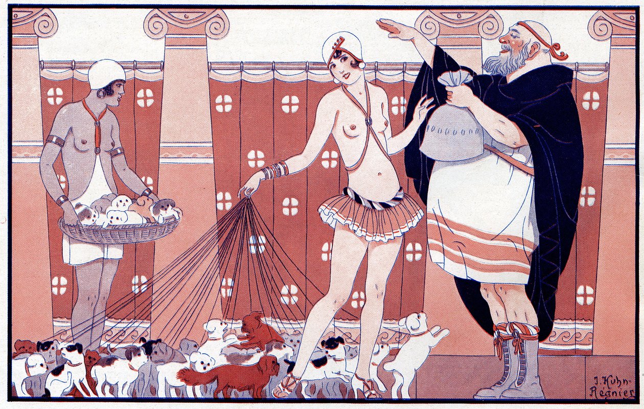 Três Prix Féminins - Prêmio da pequena vovó de uma grande família - ilustração de la Vie Parisienne 1919 de Joseph Kuhn Regnier