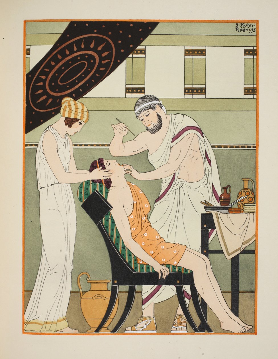 Uvula é incisada com um bisturi, ilustração de &39;The Works of Hippocrates&39;, 1934 de Joseph Kuhn Regnier