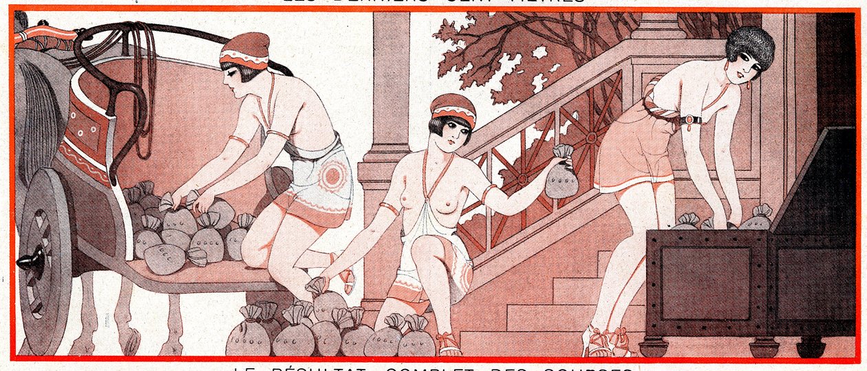 O que foi no período olímpico O Prêmio Diane - Resultados de corridas completas - O resultado completo da corrida - Ilustração da Vida Parisiense, 1927 de Joseph Kuhn Regnier