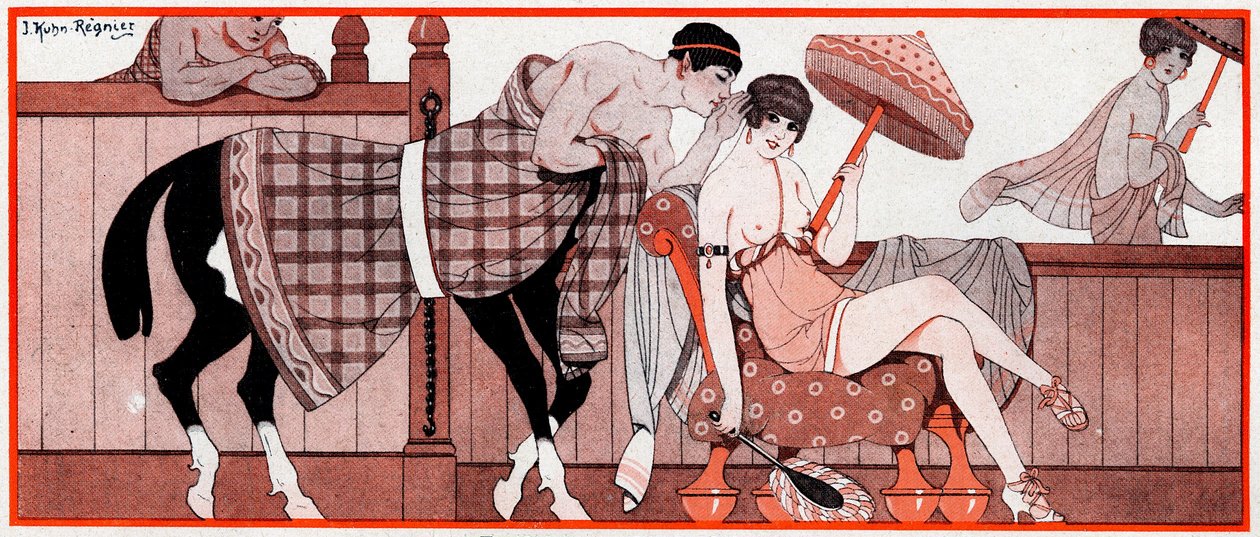 O que foi, no período olímpico, Le Prix de Diane - A Dica dos Jóqueis - ilustração de la Vie Parisienne, 1927 de Joseph Kuhn Regnier
