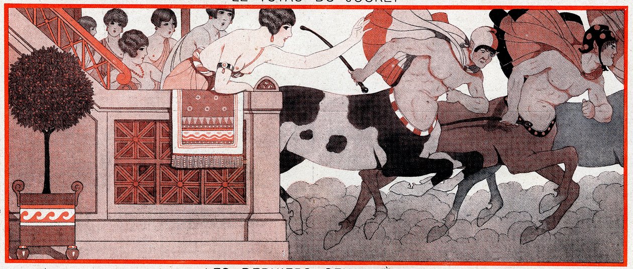 O que foi, no período olímpico, Le Prix de Diane - Os Últimos Cem Metros - ilustração de la Vie Parisienne, 1927 de Joseph Kuhn Regnier