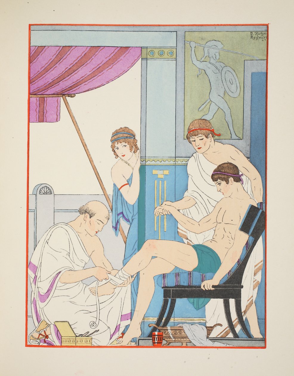 Soldado ferido, ilustração de &39;The Works of Hipócrates&39;, 1934 de Joseph Kuhn Regnier