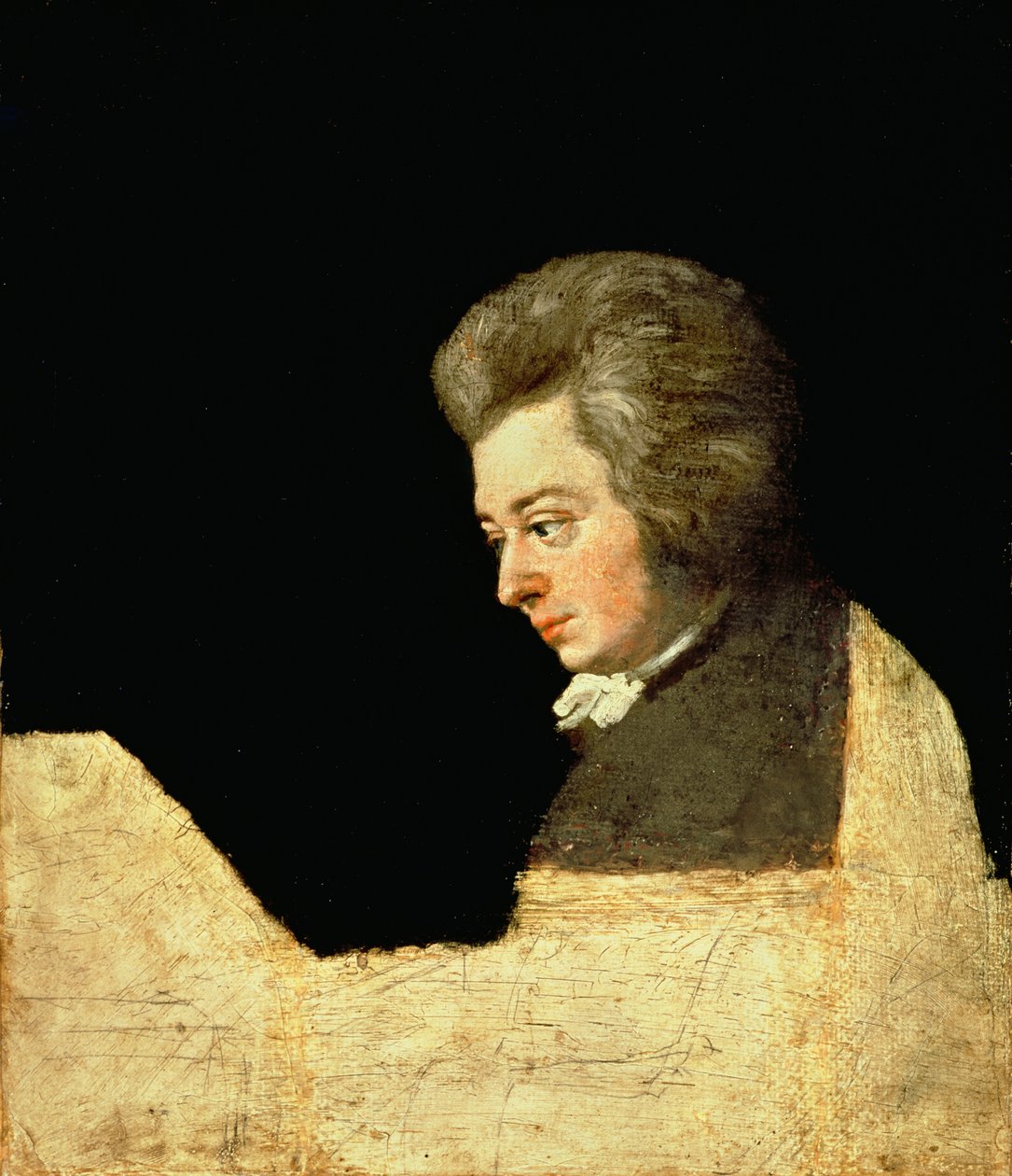 Retrato de Wolfgang Amadeus Mozart (1756-91) no Piano, 1789 de Joseph Lange