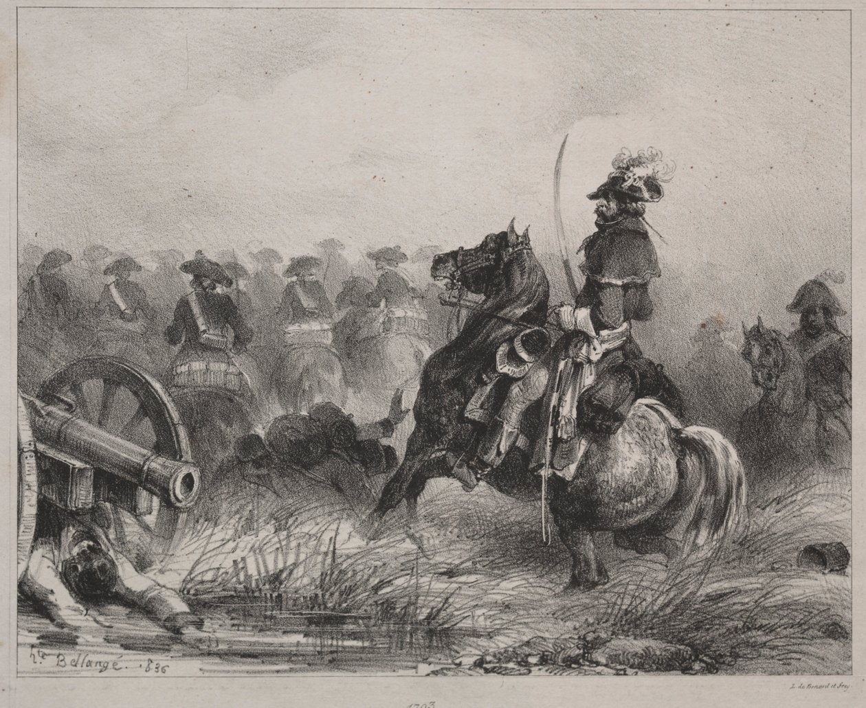 Cena de cavalaria, 1836. de Joseph Louis Hippolyte Bellange
