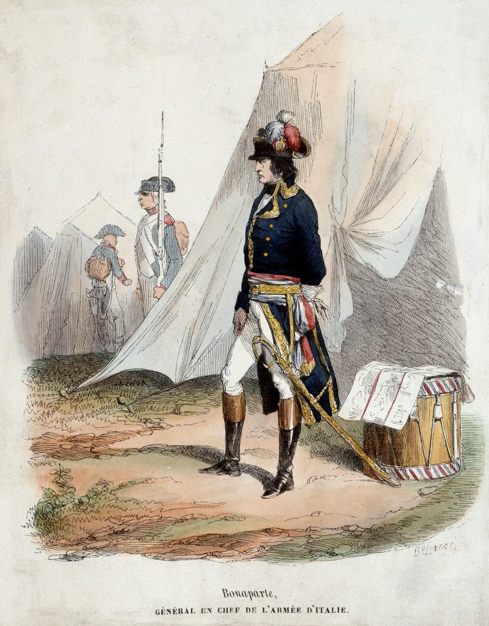 Retrato de Bonaparte (1769-1821) Chefe Geral da Armee da Itália de Joseph Louis Hippolyte Bellange