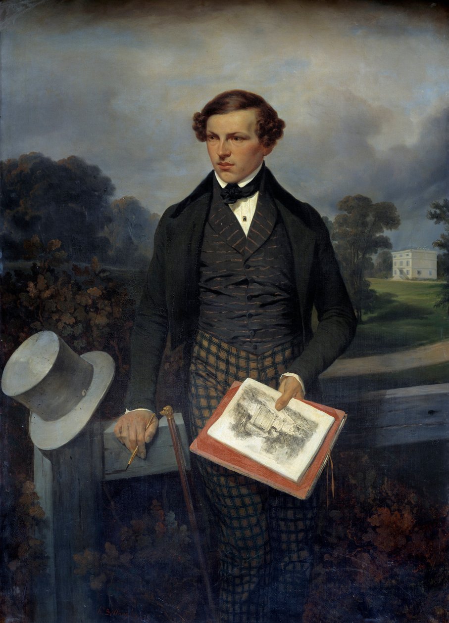 Retrato de Gustave de Maupassant, pai do escritor. Pintura de Joseph Louis Hippolyte Bellange (1800-1866) de Joseph Louis Hippolyte Bellange