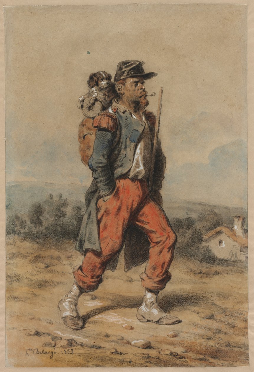 Soldado com cachorro de Joseph Louis Hippolyte Bellange