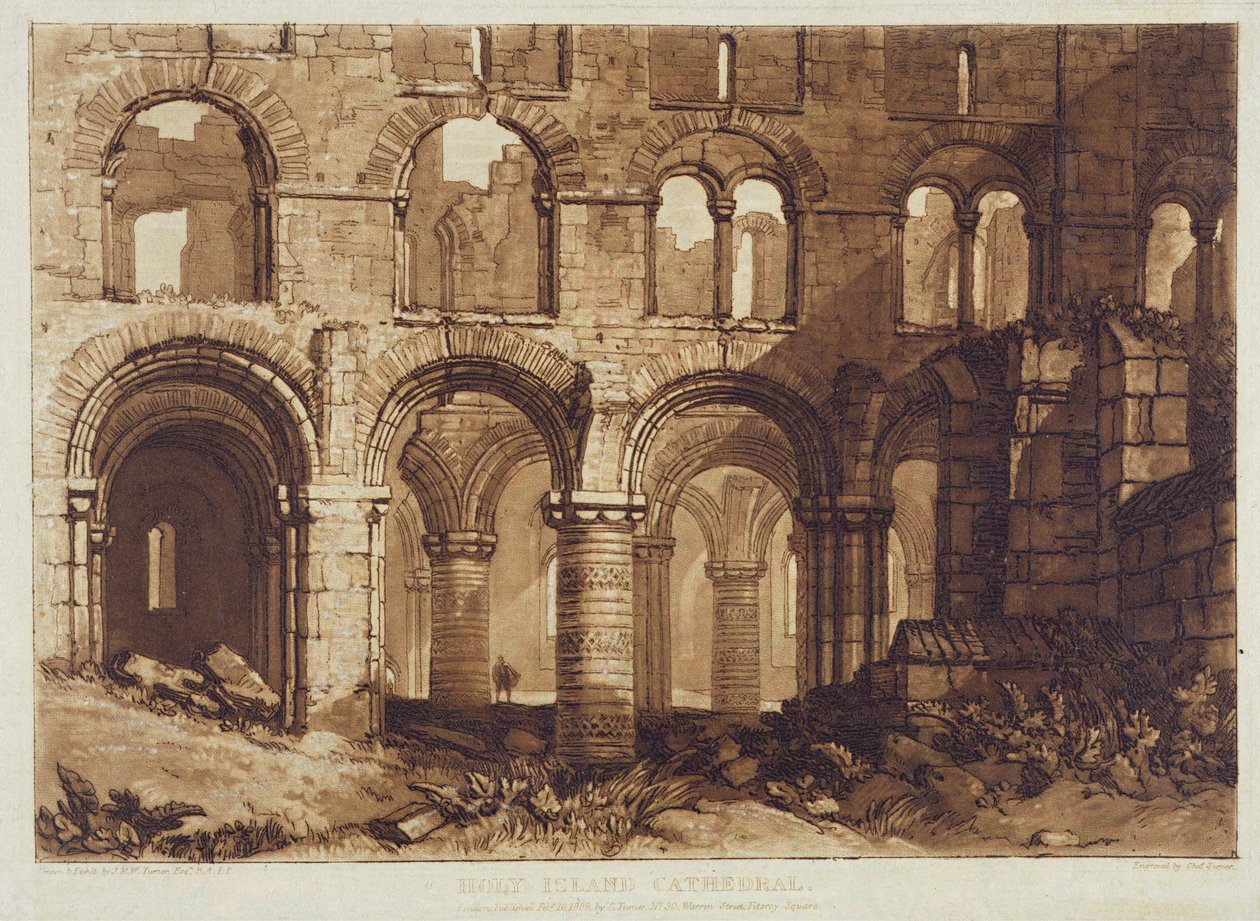 Holy Island Cathedral, gravada por Charles Turner (1773-1857) 1808 (gravura) de Joseph Mallord William (after) Turner