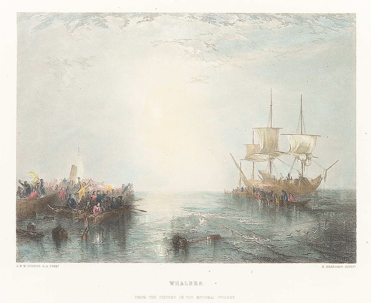 Baleeiros. Da imagem na Galeria Nacional de Joseph Mallord William (after) Turner