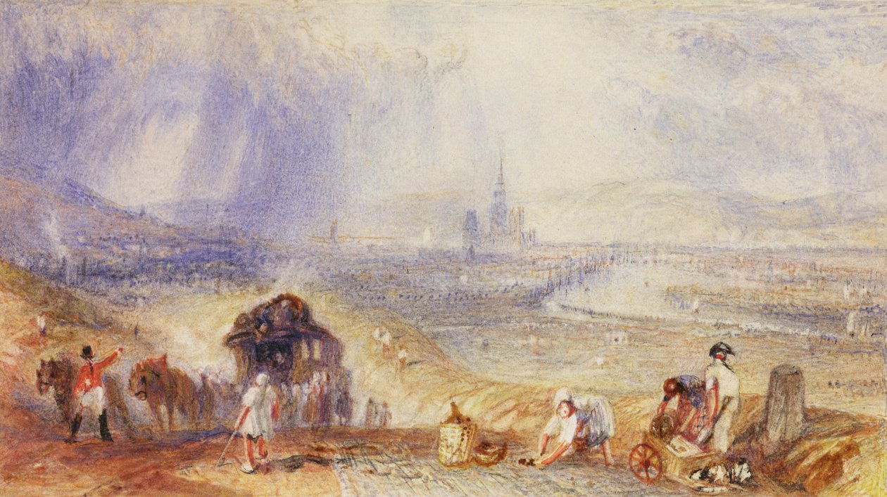 Uma vista distante, Rouen, c.1834 (aguarela sobre papel) de Joseph Mallord William Turner