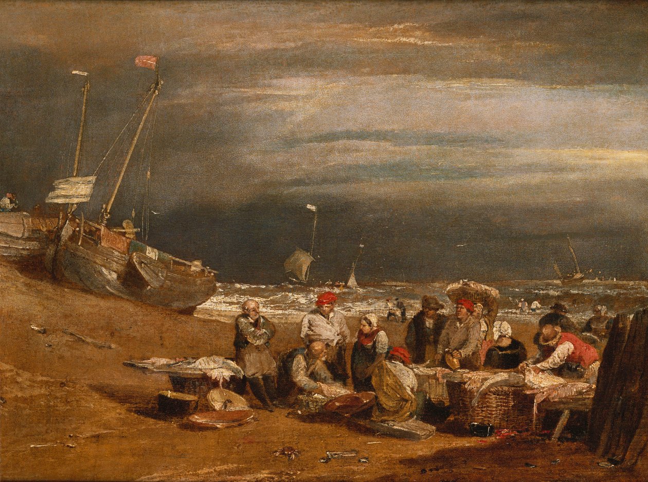 Um mercado de peixe na praia, c.1802-04 de Joseph Mallord William Turner