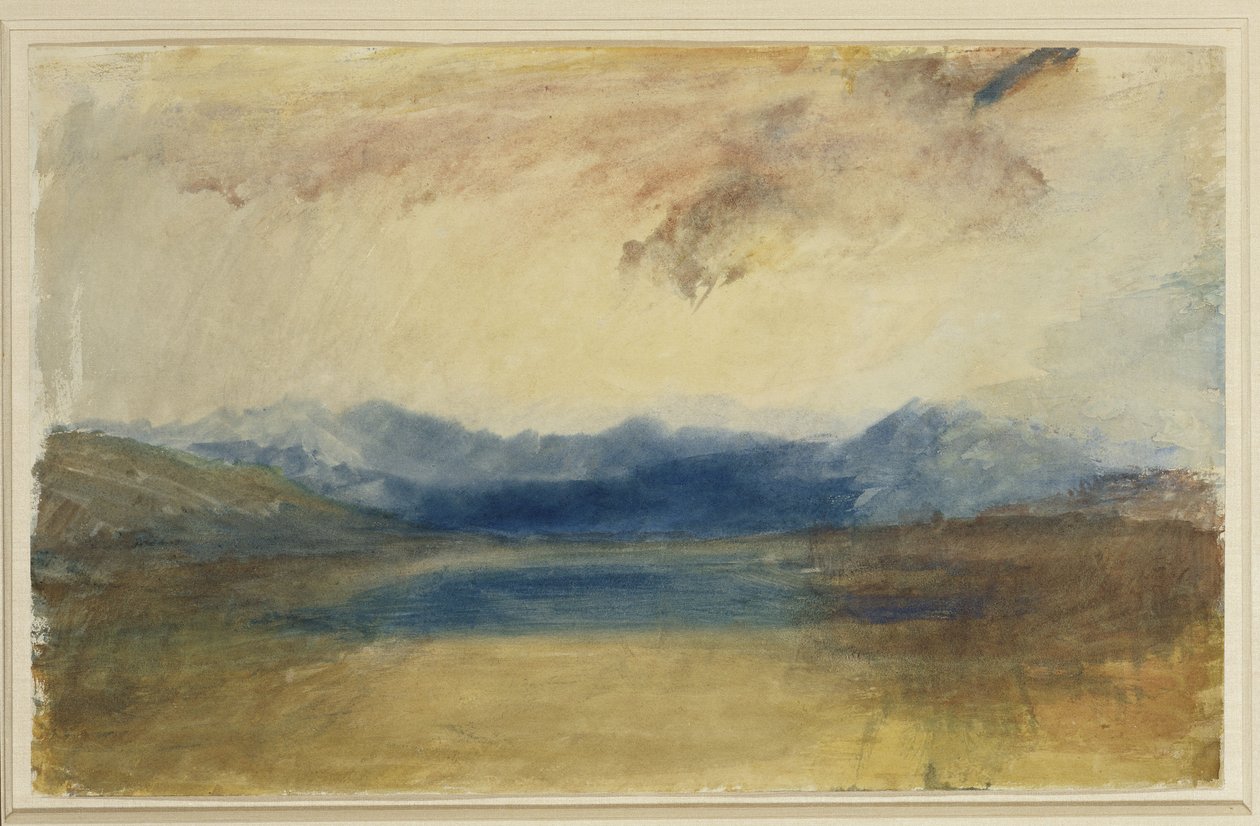 Uma paisagem montanhosa com um lago, c.1820s de Joseph Mallord William Turner