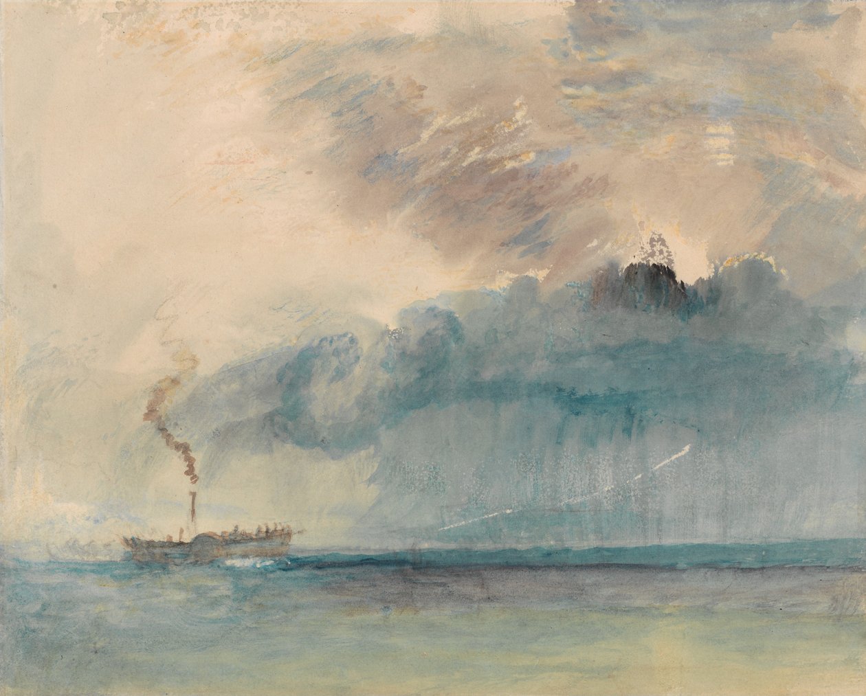 Um barco a vapor de rodas numa tempestade no Lago dos Quatro Cantões de Joseph Mallord William Turner