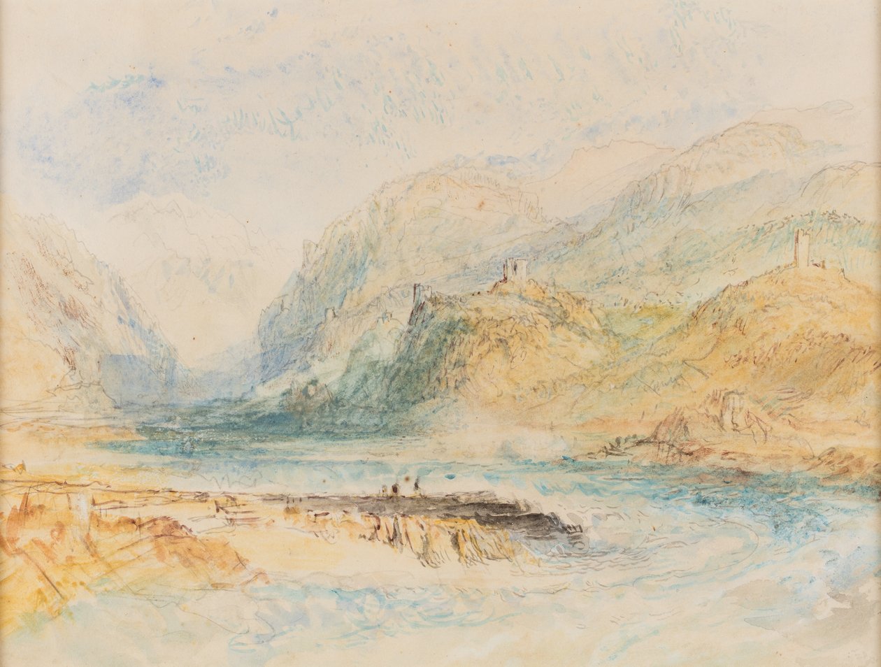 Um vale alpino suíço, c.1843 (aguarela sobre papel) de Joseph Mallord William Turner