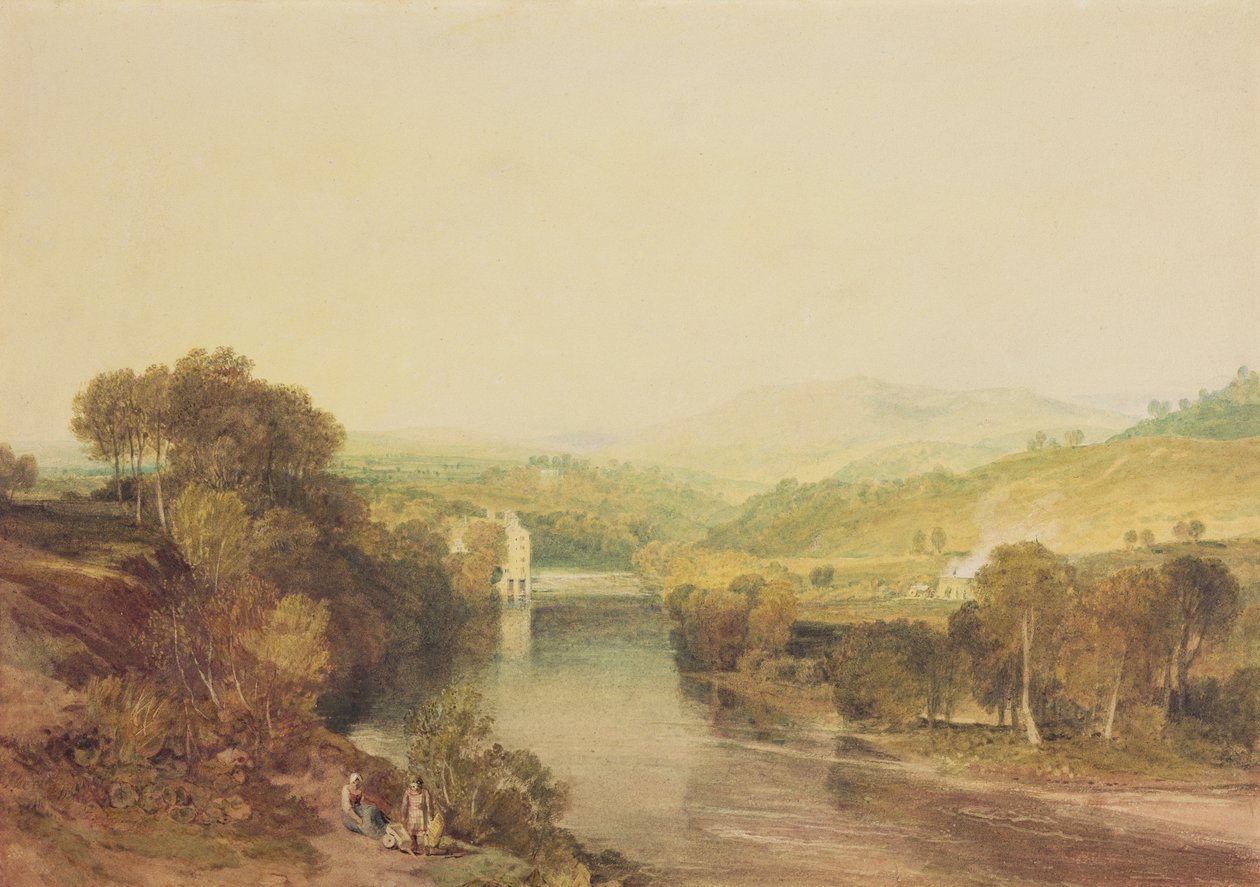 Moinho de Addingham em Wharfe, West Yorkshire, c.1808 (aguarela sobre papel) de Joseph Mallord William Turner