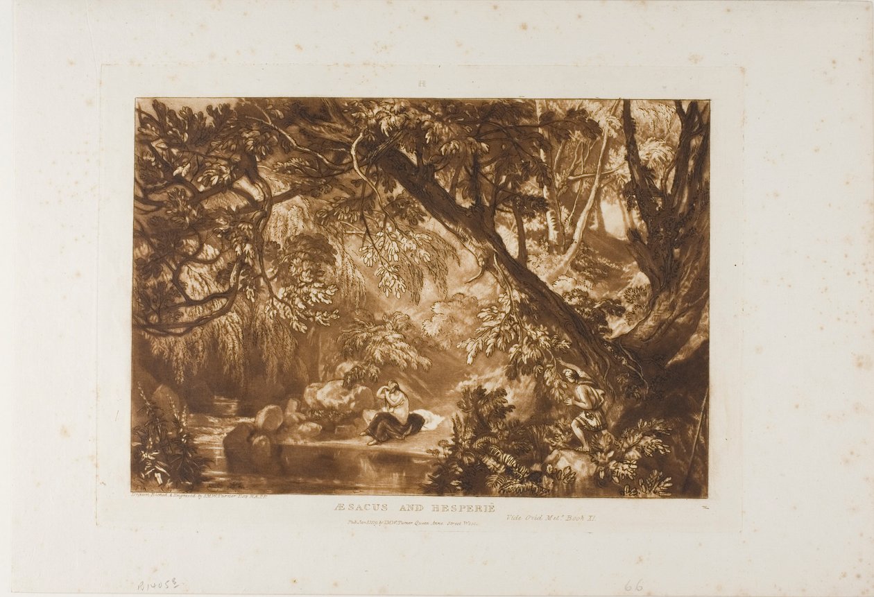 Aesacus e Hesperia, placa 66 do Livro de Estudos de Joseph Mallord William Turner