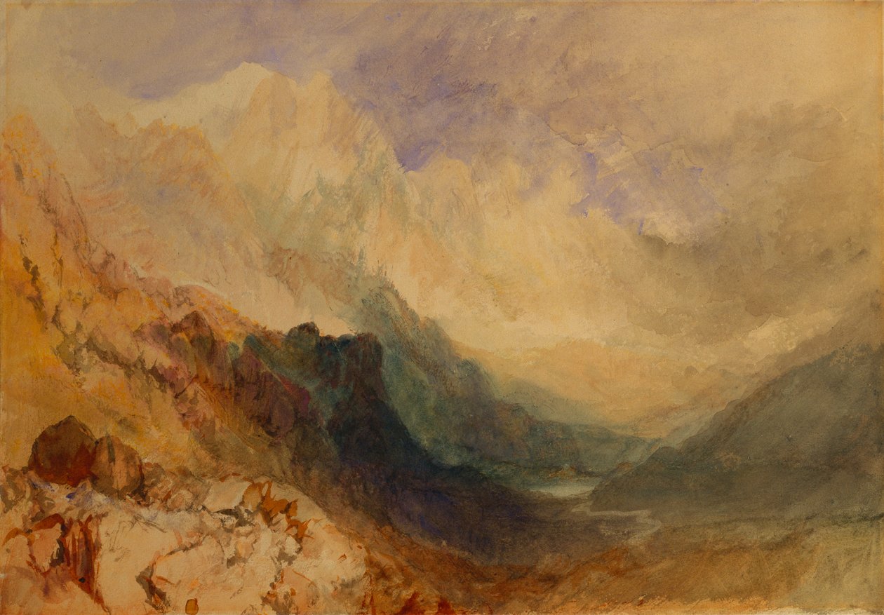 Um vale alpino, provavelmente o Val d "Aosta de Joseph Mallord William Turner