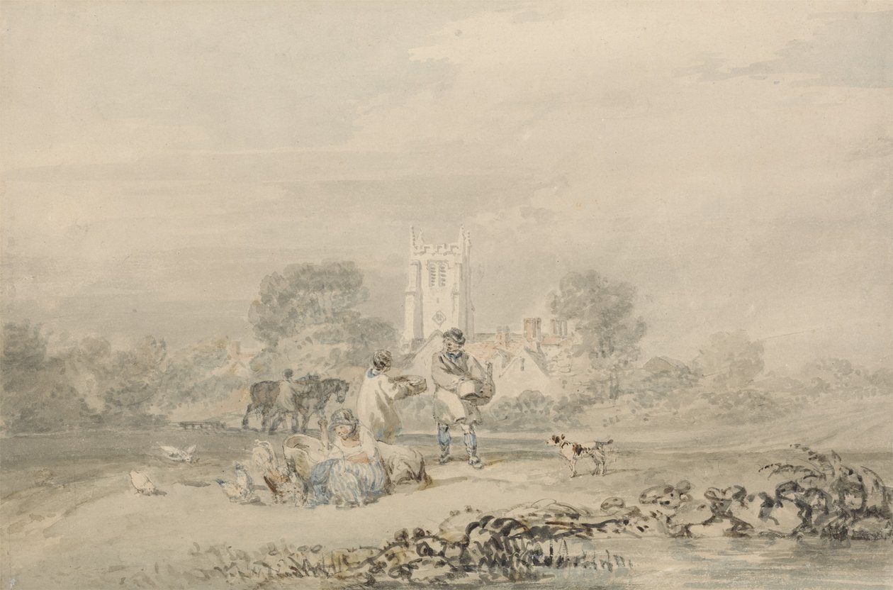Semeadura de Outono do Grão, c.1794 (aquarela sobre grafite no papel) de Joseph Mallord William Turner