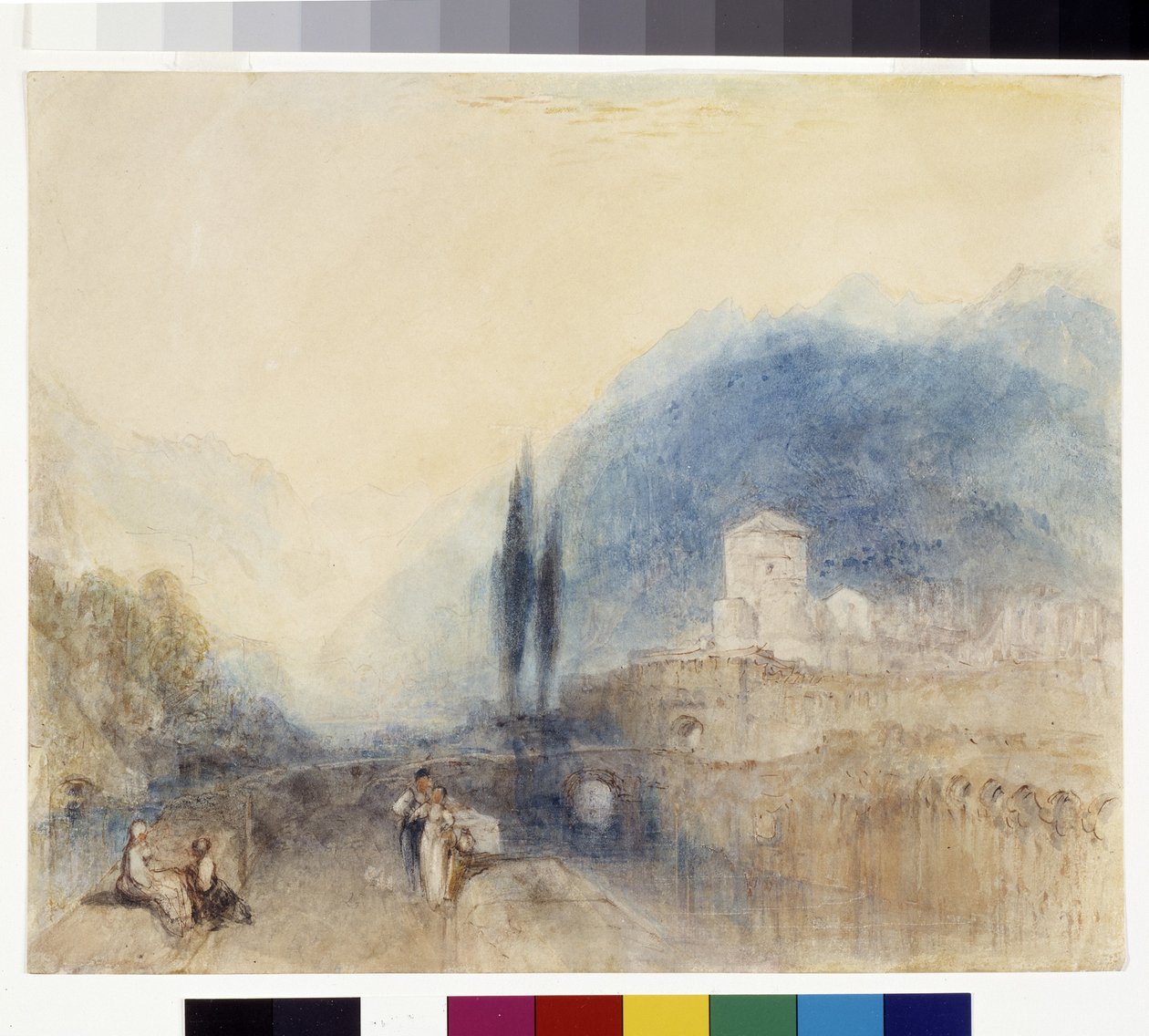 Bellinzona (aguarela com caneta e tinta vermelha sobre papel branco) de Joseph Mallord William Turner