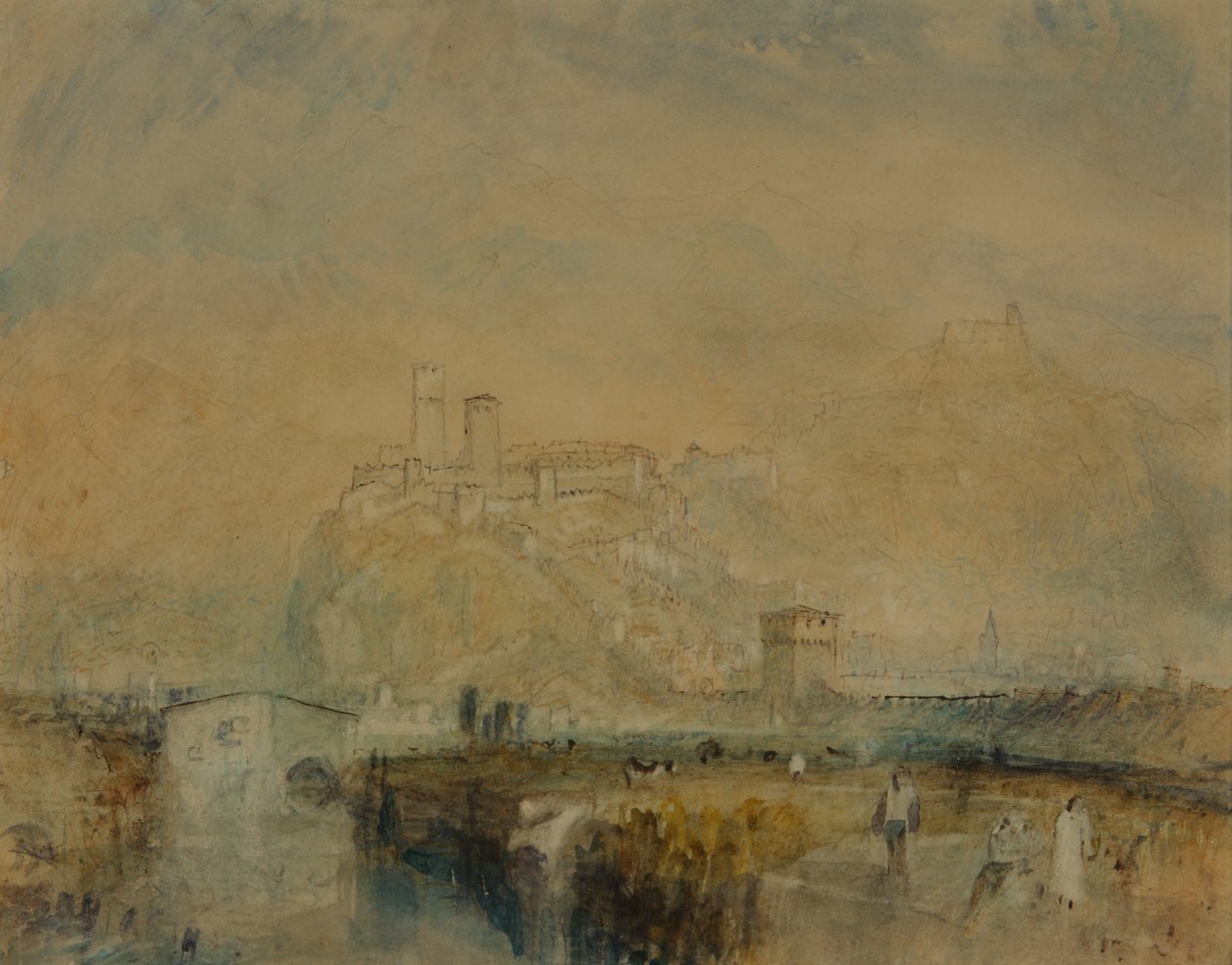 Bellinzona no. 11, Suíça, c.1843 (aguarela, caneta e tinta da China e cor de corpo sobre traços de lápis sobre papel) de Joseph Mallord William Turner