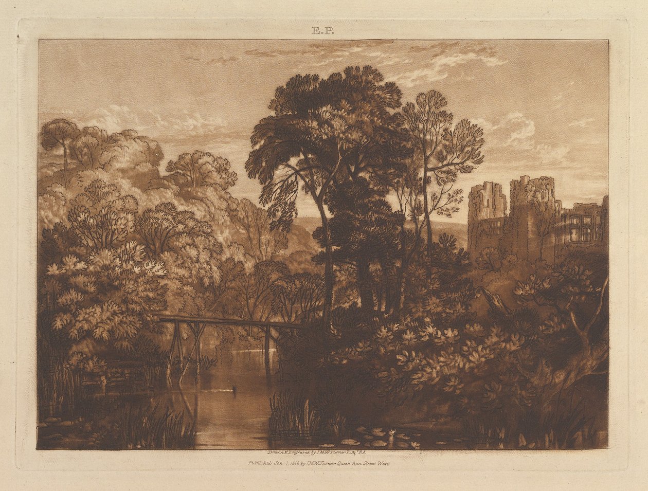 Castelo de Berry Pomeroy Liber Studiorum, parte XII, chapa 58, 1 de janeiro de 1816. de Joseph Mallord William Turner
