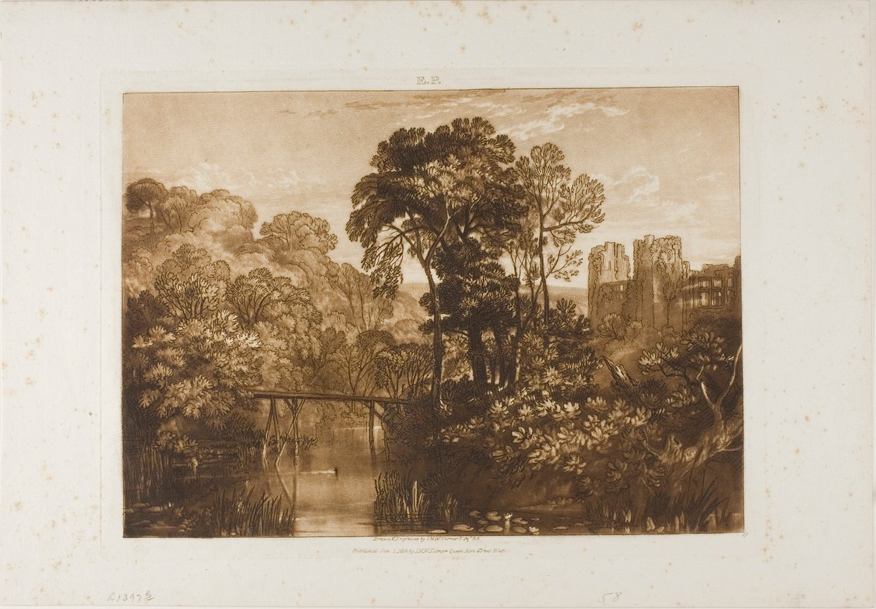 Berry Pomeroy Castle, placa 58 do Liber Studiorum de Joseph Mallord William Turner