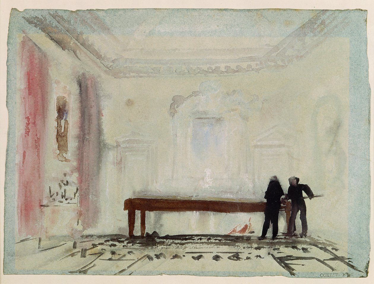 Jogadores de bilhar em Petworth House, 1830 (guache) de Joseph Mallord William Turner