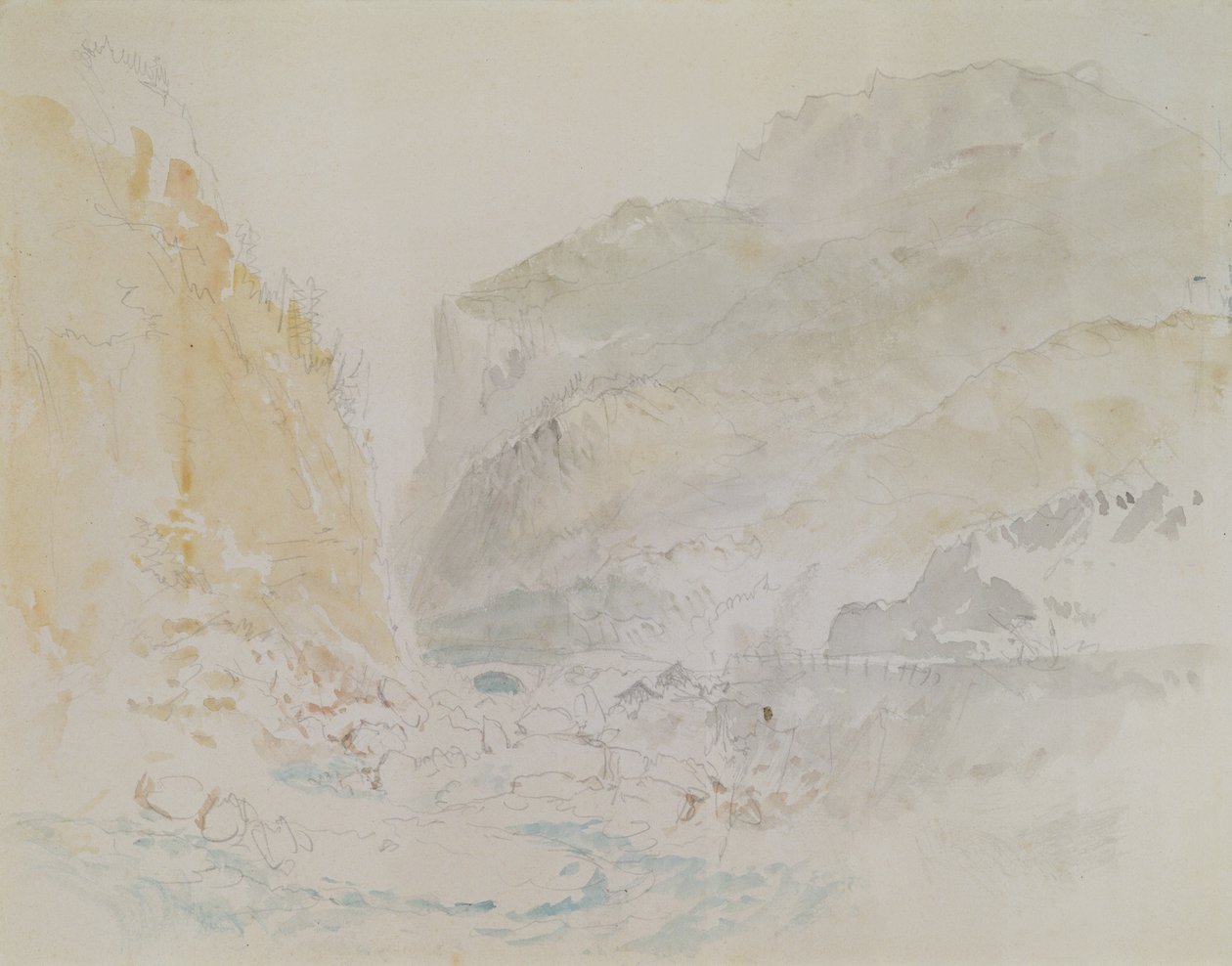 Blue Stream, St. Gothard (aquarela sobre papel) de Joseph Mallord William Turner