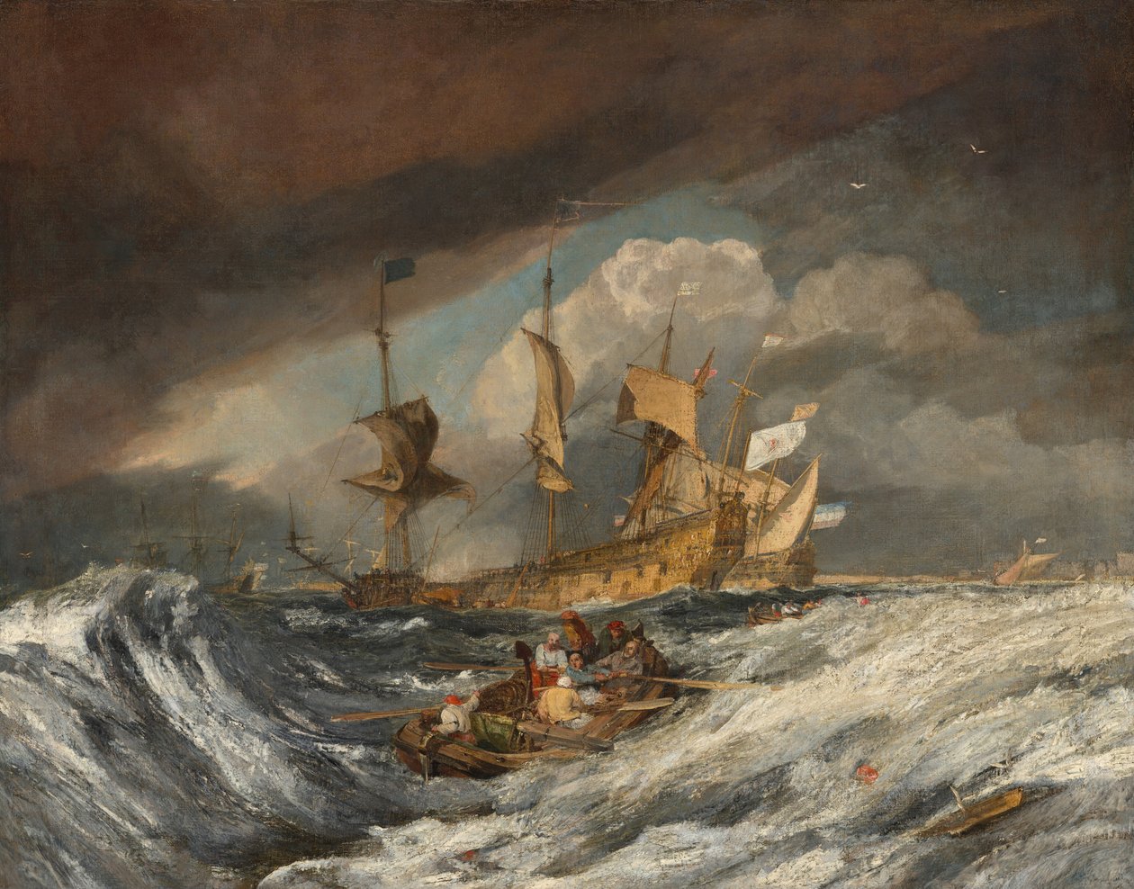 Barcos carregando âncoras para os homens de guerra holandeses de Joseph Mallord William Turner