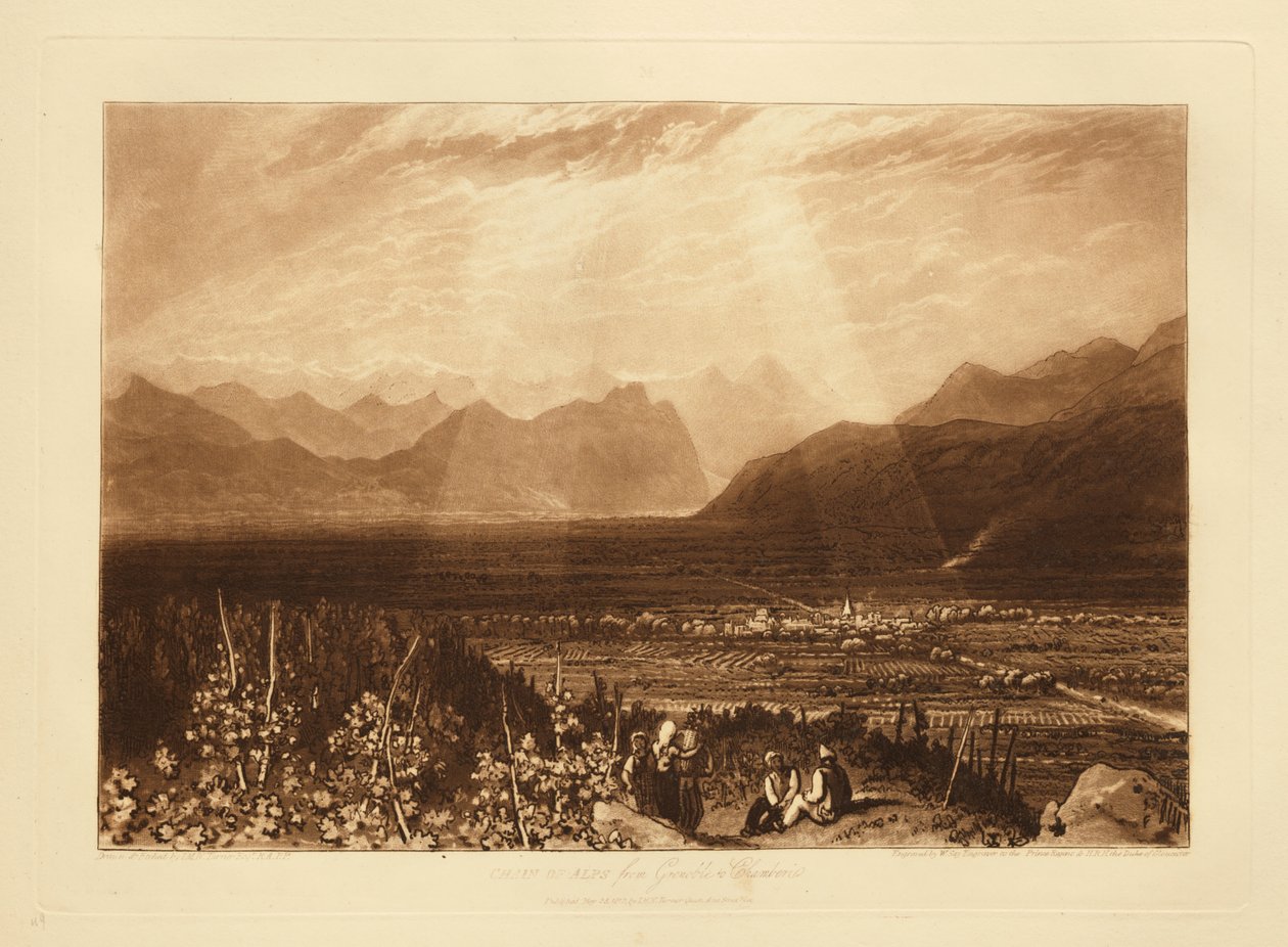 Cordilheira dos Alpes de Grenoble a Chambéry de Joseph Mallord William Turner
