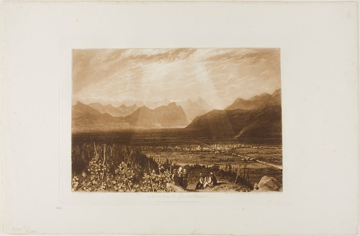 Cadeia de Alpes de Grenoble a Chamberi, placa 49 do Liber Studiorum de Joseph Mallord William Turner
