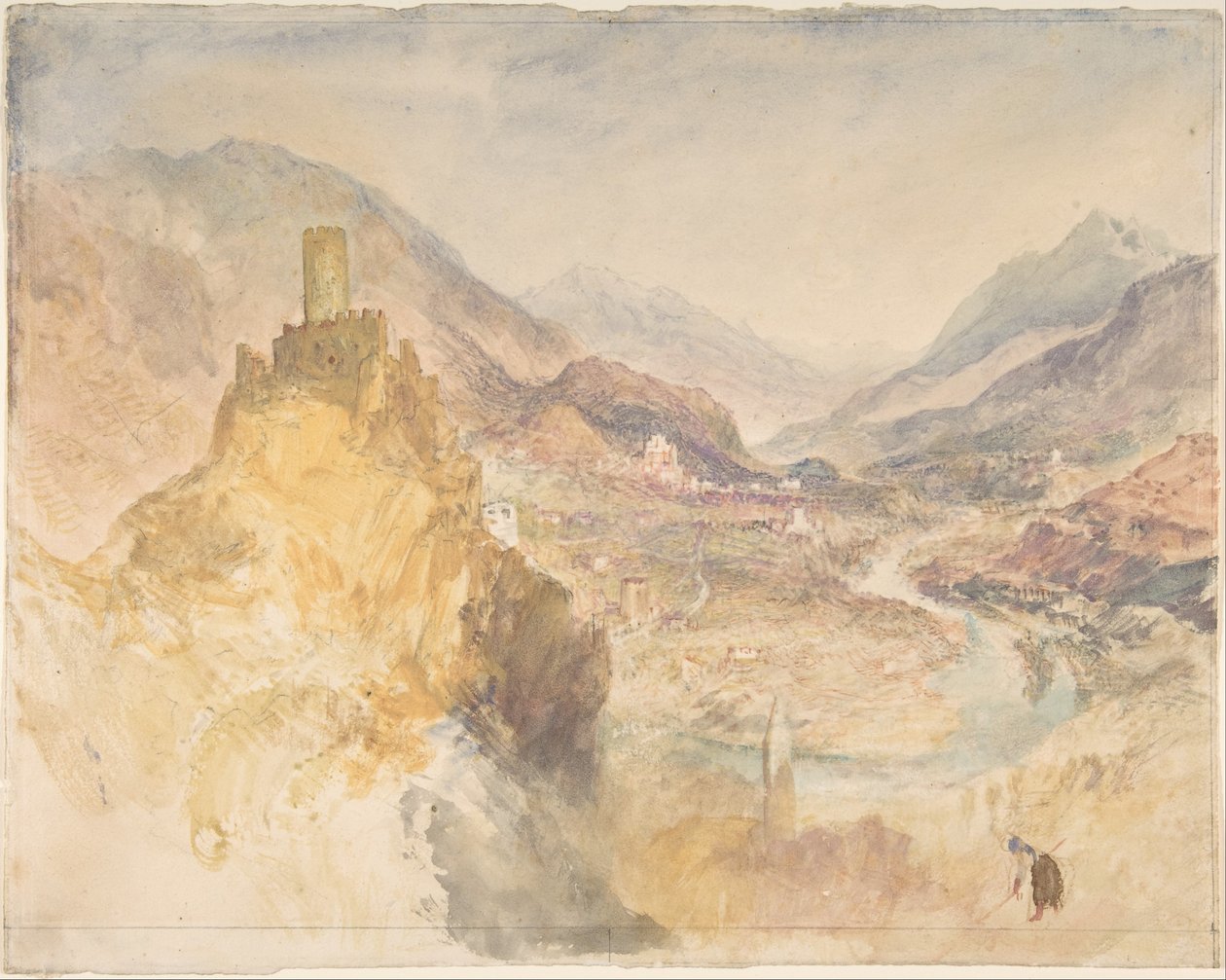 Châtel-Argent e o Vale de Aosta visto de cima de Villeneuve de Joseph Mallord William Turner
