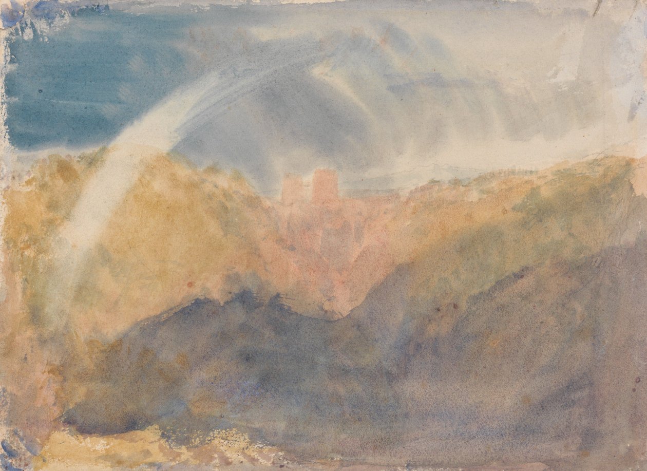 Castelo de Crichton com um arco-íris; estudo de cor de Joseph Mallord William Turner
