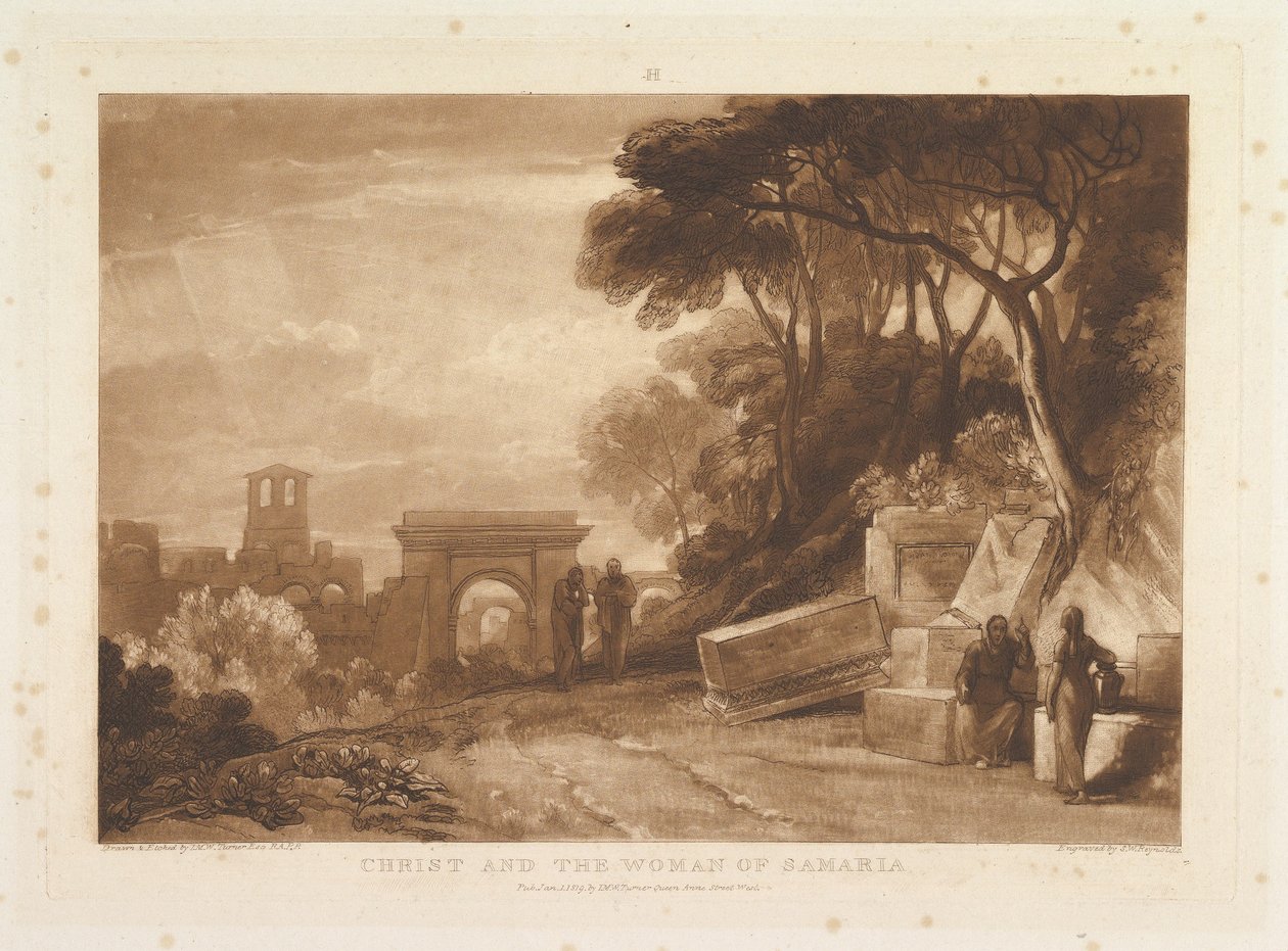 Cristo e a mulher de Samaria Liber Studiorum, parte XIV, chapa 71, 1 de janeiro de 1819. de Joseph Mallord William Turner