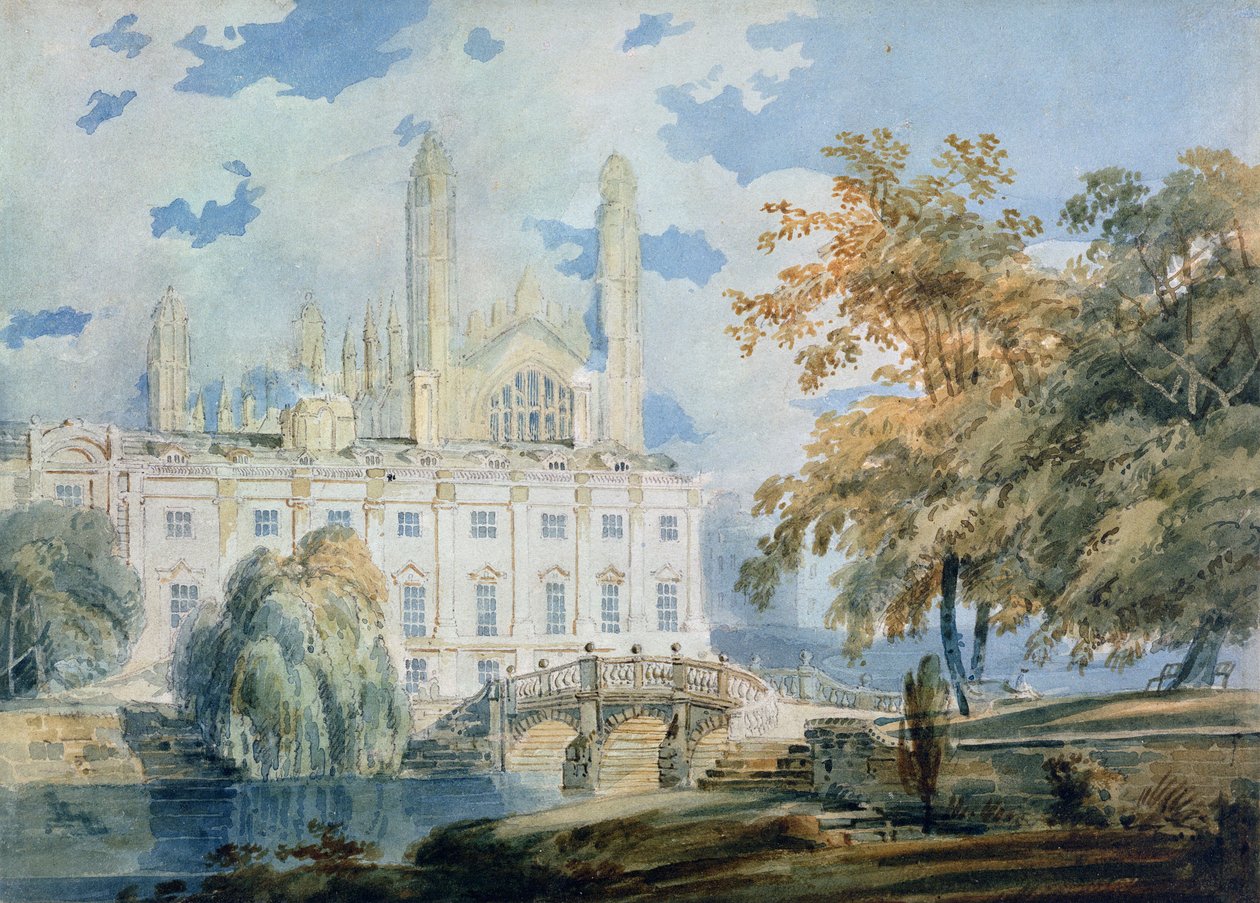 Clare Hall e West End de King&39;s College Chapel, Cambridge, às margens do rio Cam de Joseph Mallord William Turner