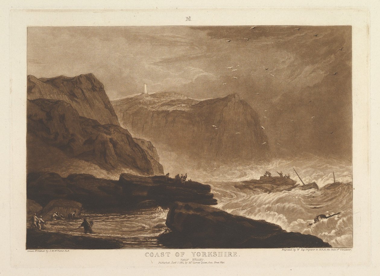 Costa de Yorkshire, perto de Whitby Liber Studiorum, parte V, chapa 24, 1 de janeiro de 1811. de Joseph Mallord William Turner