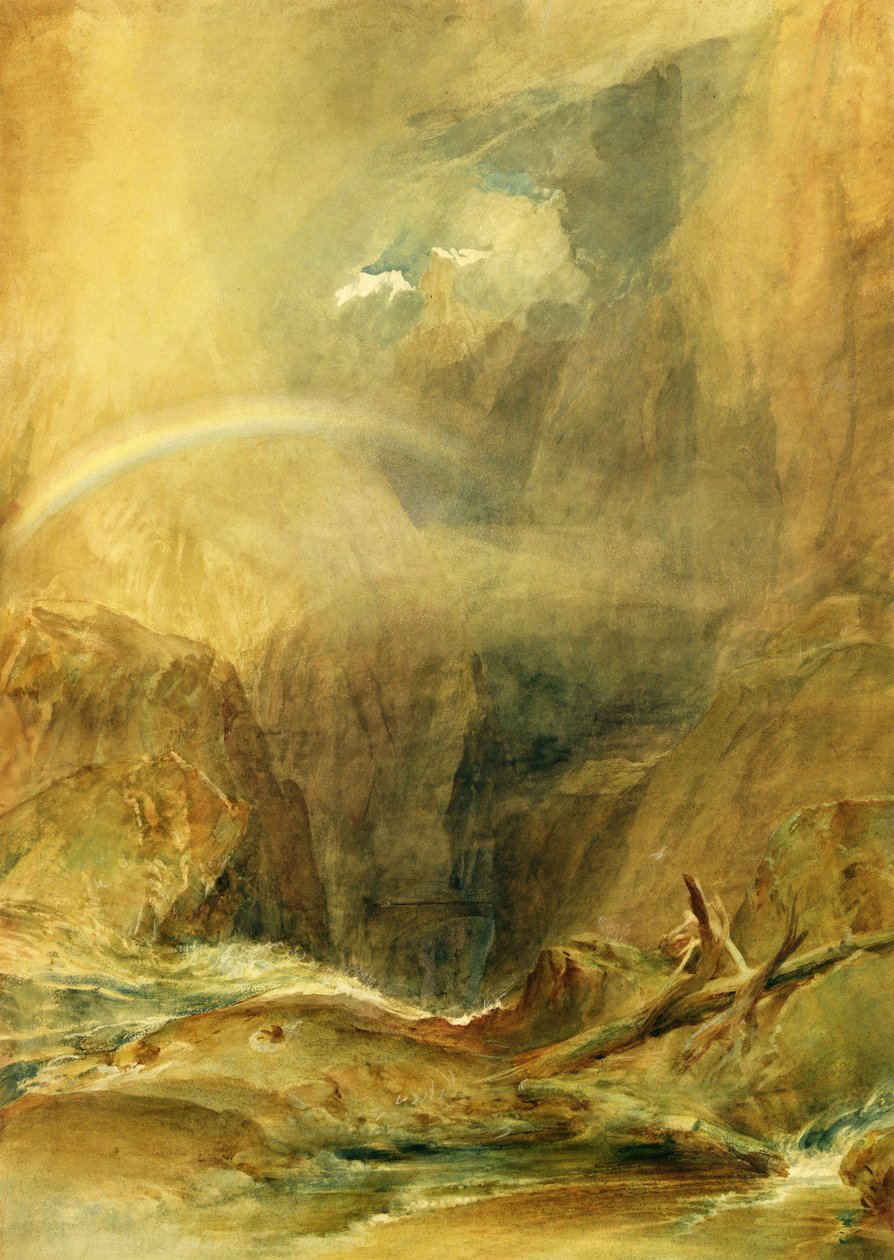 Devil&39;s Bridge, St. Gotthard&39;s Pass, c.1804 (aquarela e giz de cera branco sobre papel tecido) de Joseph Mallord William Turner