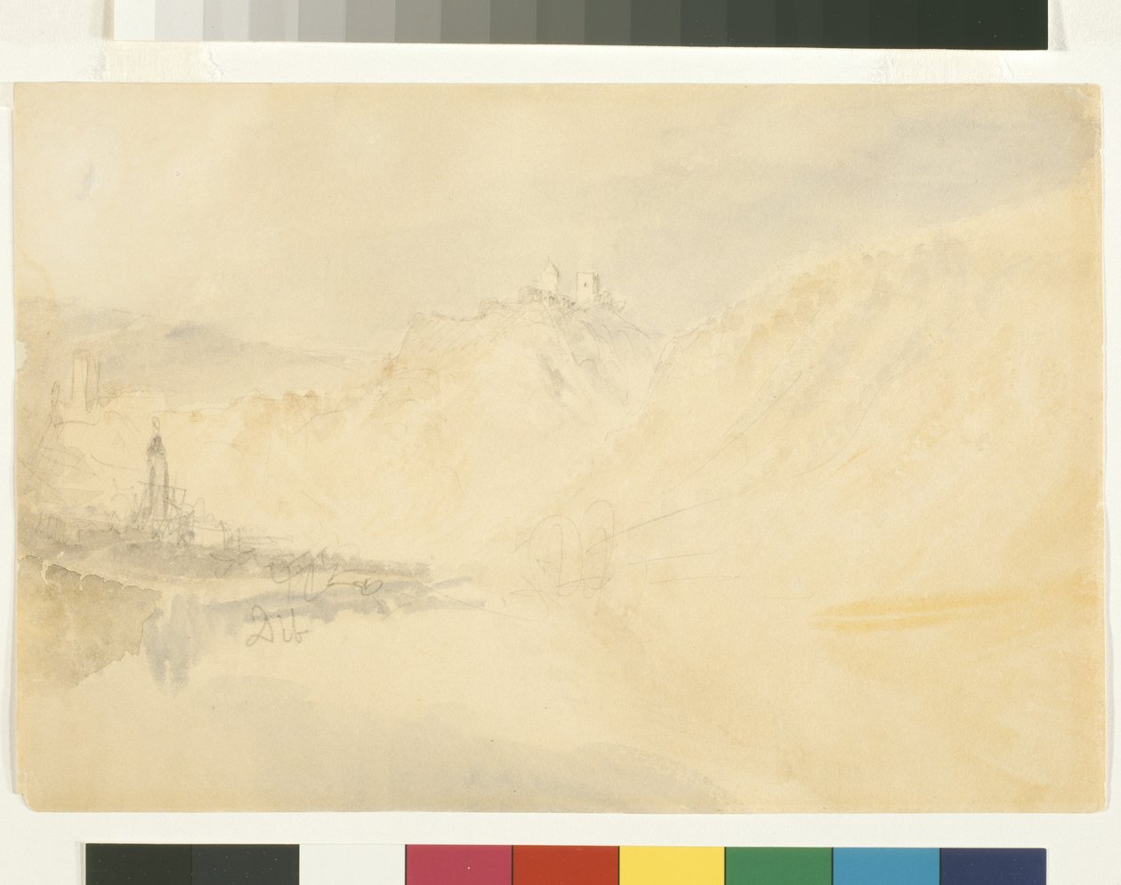Dieblich On The Mosel (aguarela sobre lápis sobre papel branco) de Joseph Mallord William Turner