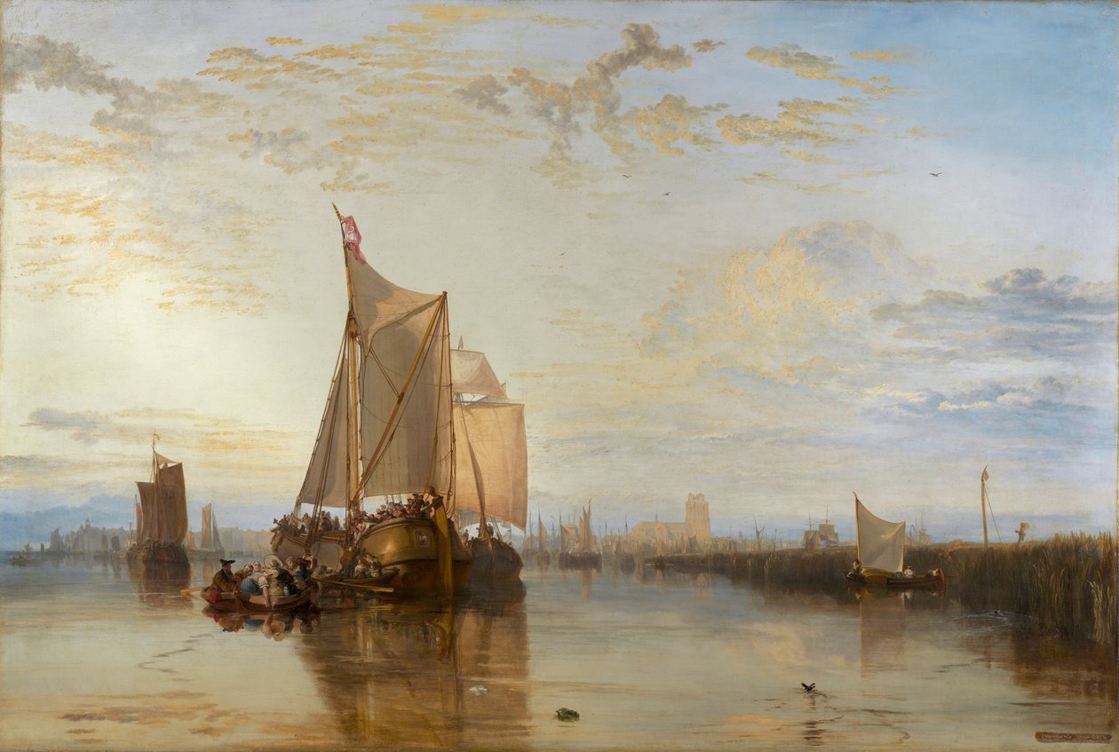 Dort ou Dordrecht: O Dort Packet-Boat de Roterdão Becalmed [1818, Royal Academy of Arts, Londres, catálogo da exposição]. de Joseph Mallord William Turner